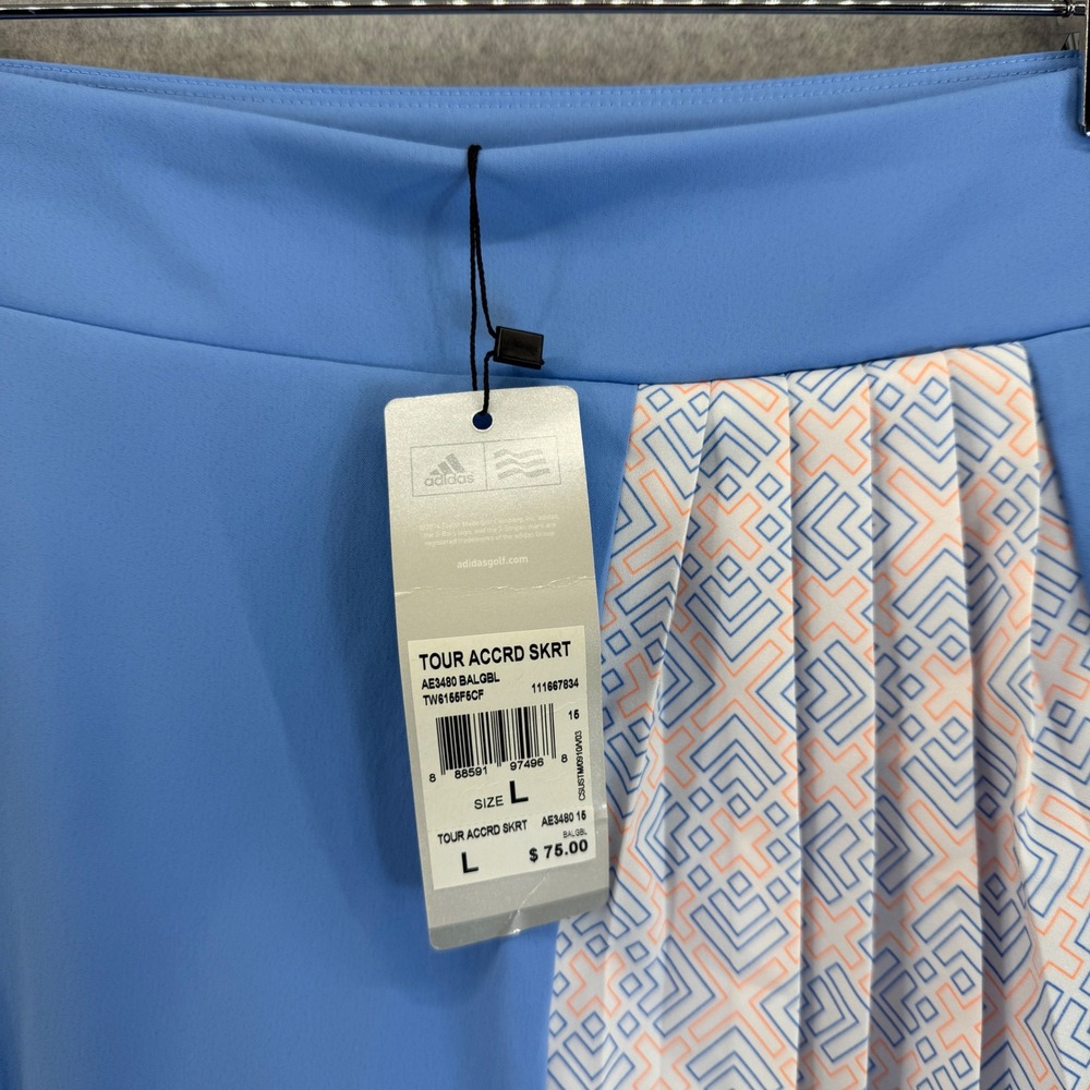 Adidas Golf Skort Athletic Skirt Pockets Light Sky Blue Womens Size Large NWT - Picture 2 of 15